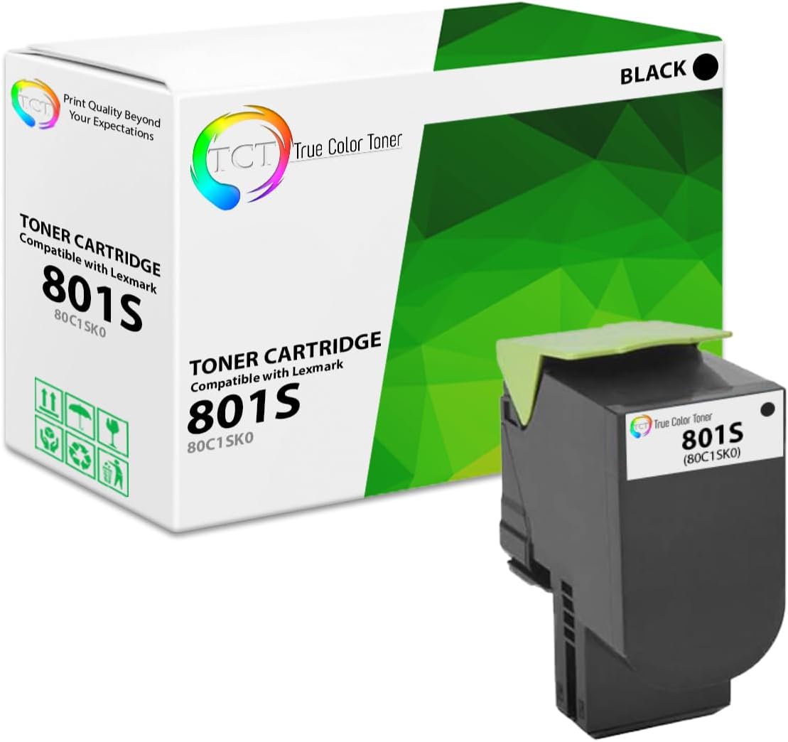 TCT Cartucho de tóner de alta calidad compatible para Lexmark 801S 80C1SK0, color negro, alto rendimiento, funciona con impresoras Lexmark CX310dn