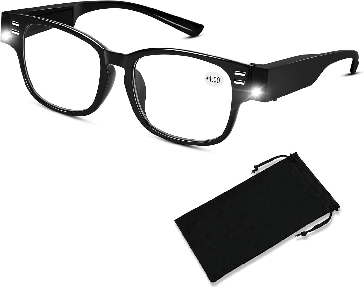 Gafas de lectura con luces LED brillantes, lupas con luces con bloqueo de luz azul, anteojos de aumento LED, lentes de lectura nocturnos, lentes de