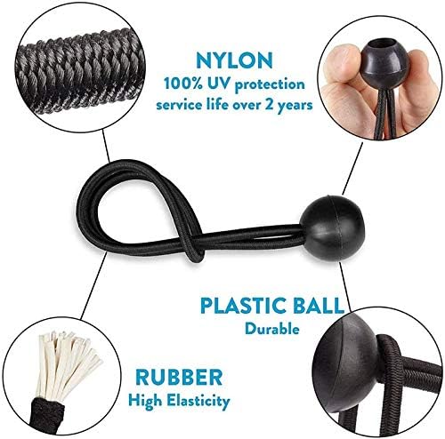 Paquete de 30 cuerdas elásticas de lona de alta calidad de 6 pulgadas  Correa de amarre resistente a la intemperie para campamento, tiendas de
