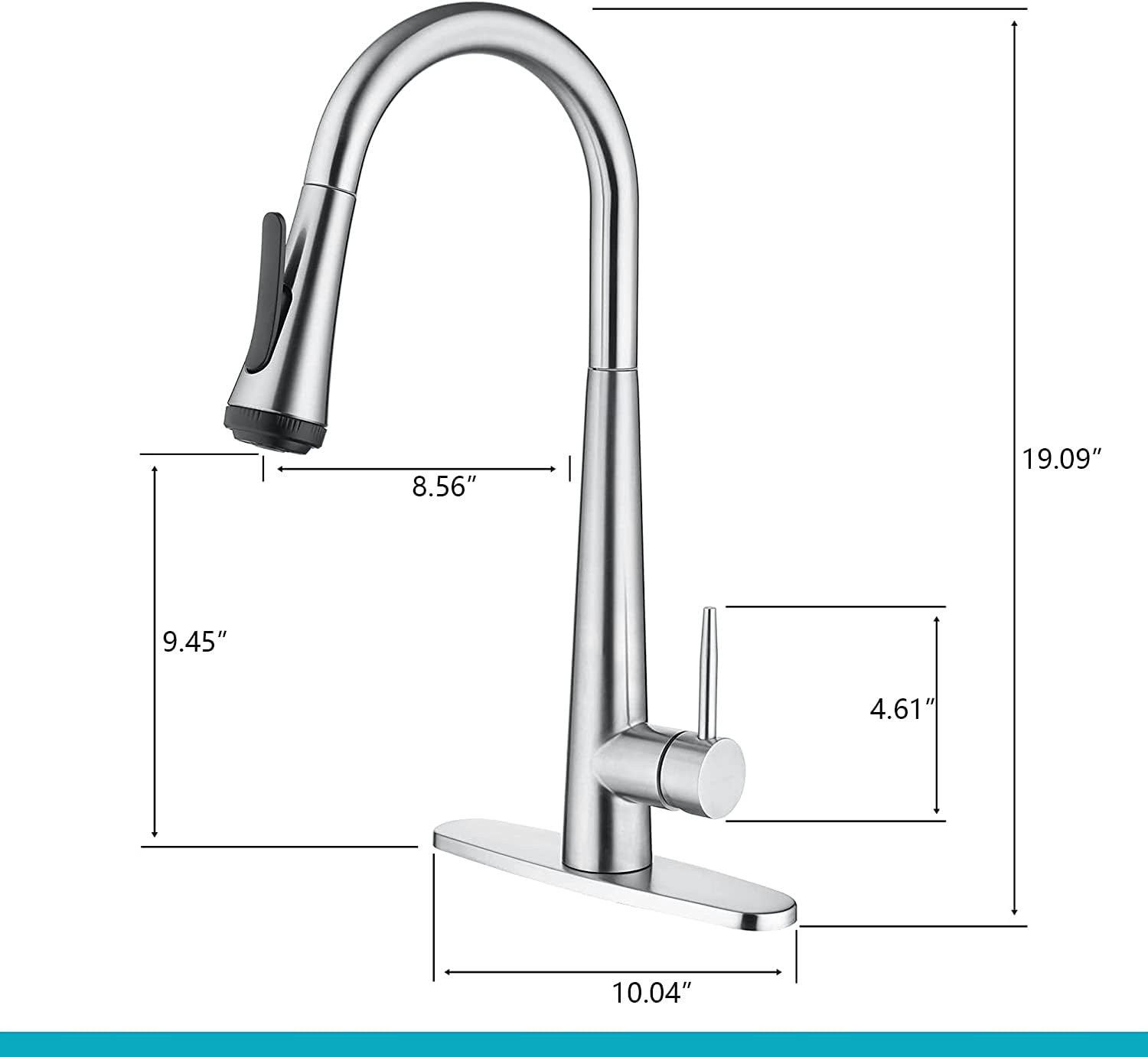 Grifo de cocina con rociador desplegable grifo de fregadero de cocina de arco alto, grifo de fregadero de una sola manija, grifos comerciales