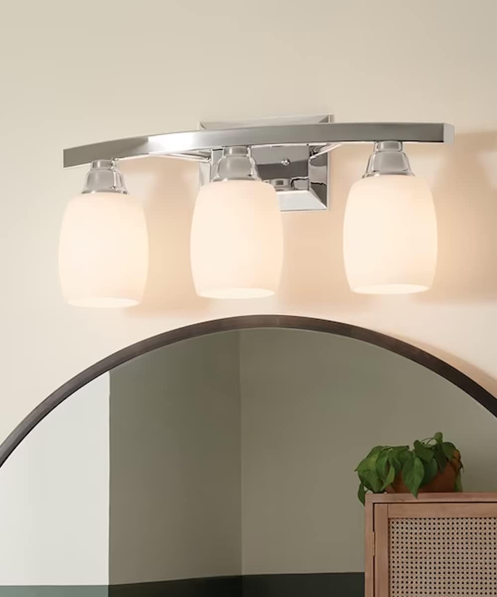 Allen + Roth – Lámpara de tocador de baño con 3 luces de 21 pulgadas de ancho, acabado cromado