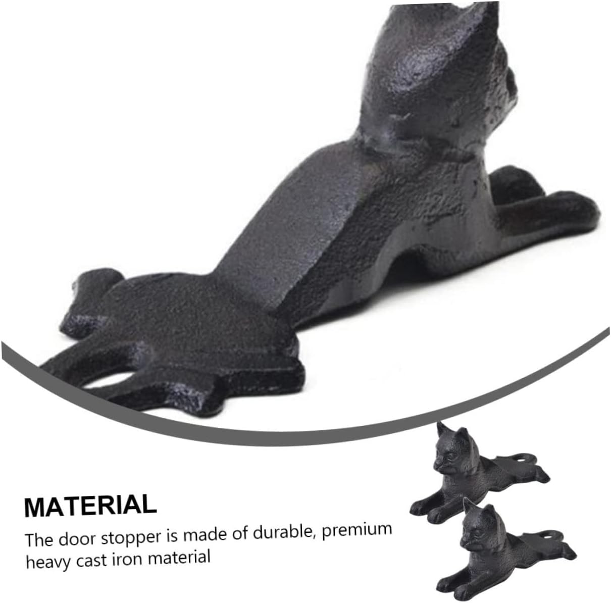 Ciieeo Tope de puerta de gato de hierro fundido, tope de puerta de metal resistente, decoración de escritorio, tapón de puerta de hierro fundido,