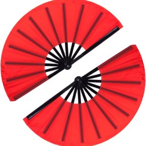 Minelife Paquete de 2 abanicos de mano plegables grandes, abanicos de tela retro vintage de tela de nailon, ventilador de mano chino de Kung Fu Tai Minelife Paquete de 2 abanicos de mano plegables grandes, abanicos de tela retro vintage de tela de nailon, ventilador de mano chino de Kung Fu Tai