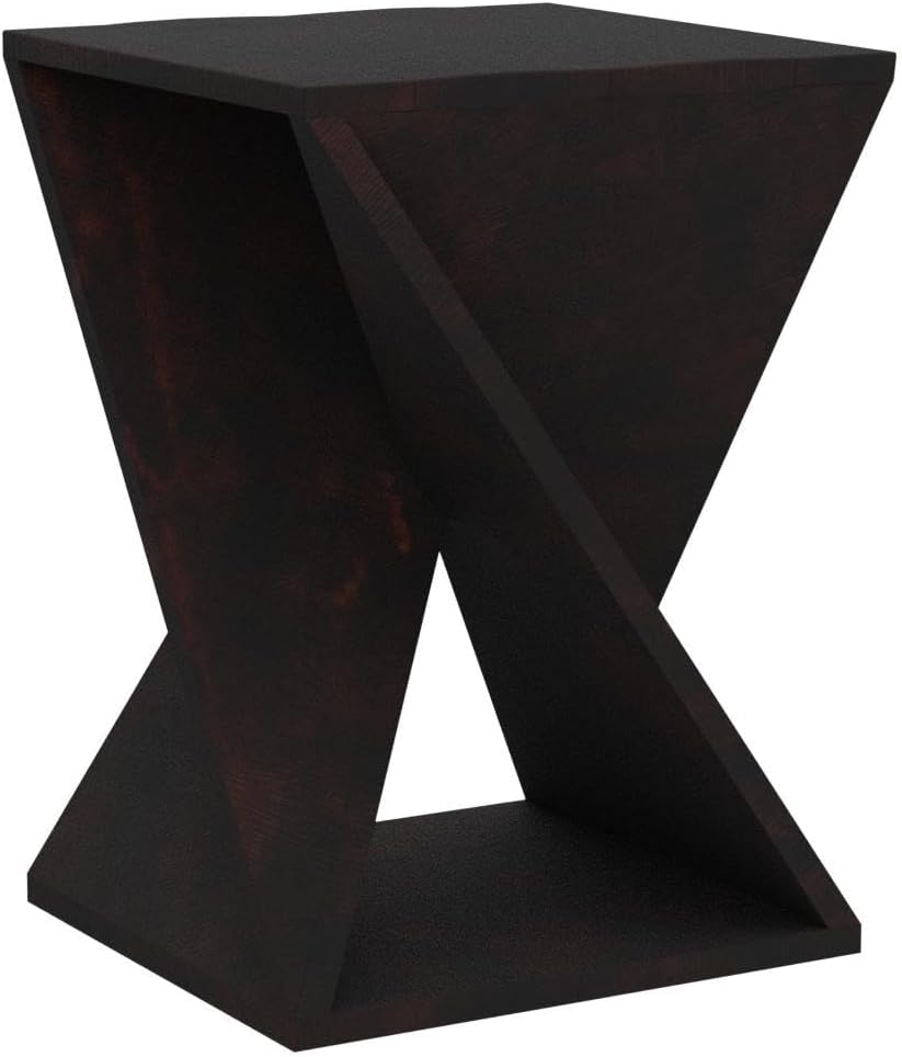 Mesa de jaspe moderna de mediados de siglo en ángulo de madera maciza de mango de 24 pulgadas de alto premontada