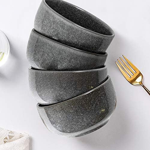 UNICASA Juego de 4 cuencos pequeños de cerámica, cuencos de cereales de 8 onzas, cuencos de arroz esmaltado reactivo de porcelana, cuencos de postre