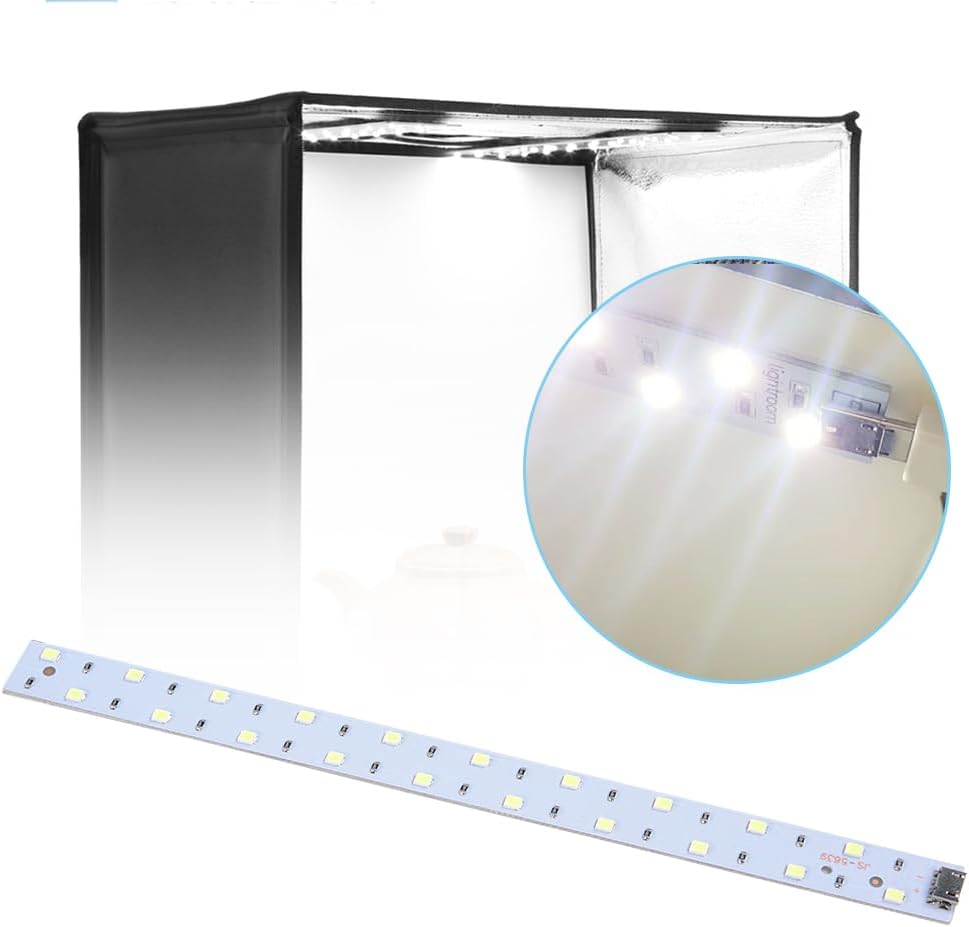 Studio Box – Luz LED, mini 6400 K para tienda de fotos, luz LED, alimentada por USB, tira de luz plegable para tienda de fotos para caja de estudio,