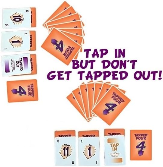 Juego de cartas Tapped Four Travel Edition – 2 a 6 jugadores – Tarjetas extra TAP – Estrategia, suerte, risa, diversión – Familia y amigos