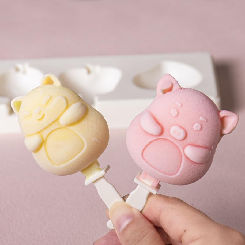 Moldes para paletas de hielo, moldes de silicona con 3 cavidades, molde para helados, animales y frutas, pastel de frutas, molde para hacer paletas