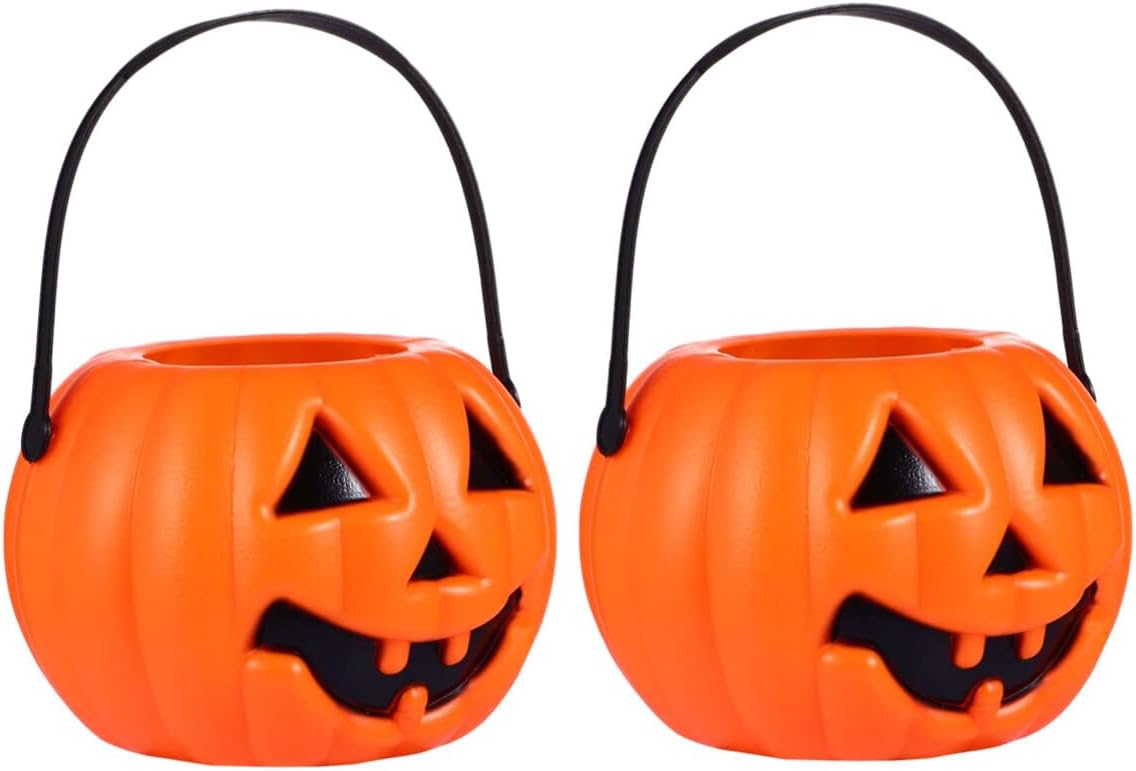 CALLARON Candy Tote – 6 cubos de calabaza de Halloween para caramelos de calabaza Jack O Lantern, cubo de calabaza, cubeta de caramelo de Halloween