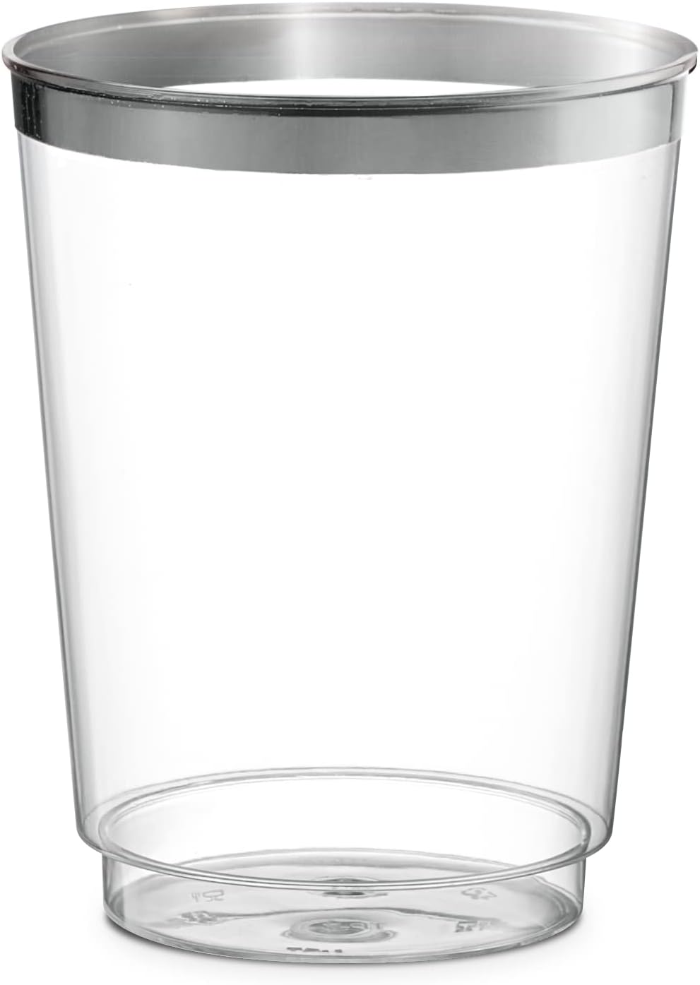 PLASTICPRO Vasos de plástico desechables (borde plateado, 50)