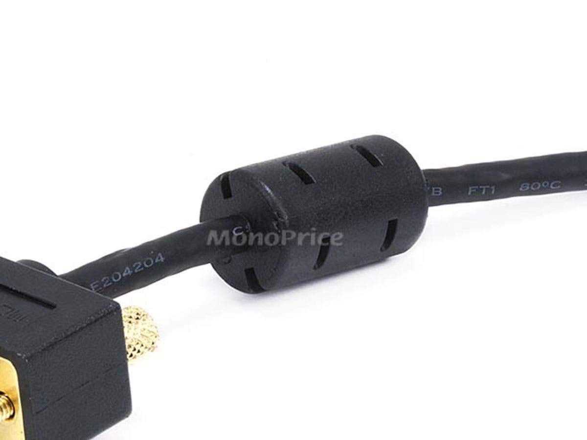 Monoprice Cable de monitor ultra delgado SVGA 3032AWG MM de 50 pies con ferritas (conector chapado en oro)