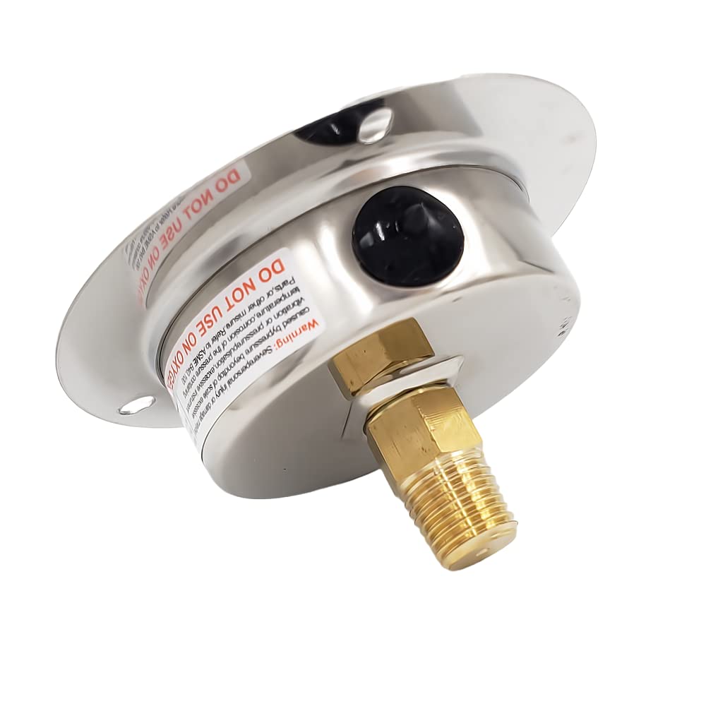 PartLogix Manómetro de presión lleno líquido de aceite de silicona 2.5 pulgadas 0-100 PSI panel de brida frontal