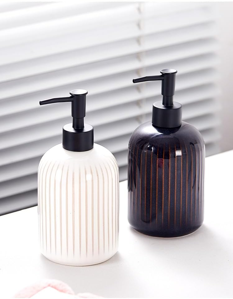 Dispensador de loción de cerámica, dispensador de jabón para baño, cocina, lavandería o dormitorio, botella de loción corporal o de manos. Botella