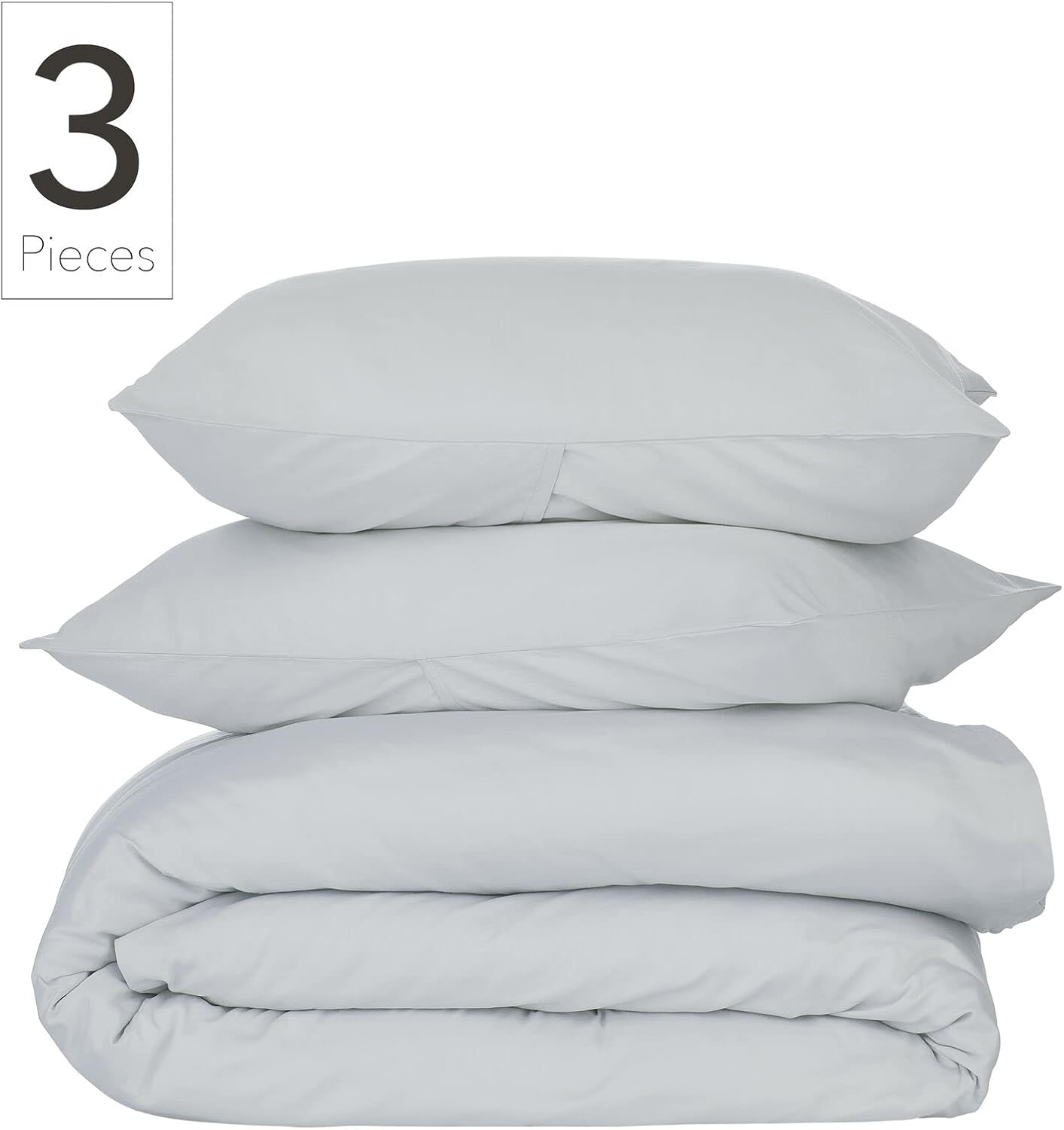 Nate Home by Nate Berkus – Funda de edredón de satén de algodón de lujo de 300 hilos, 3 piezas, ultra suave, fresco, juego de ropa de cama de