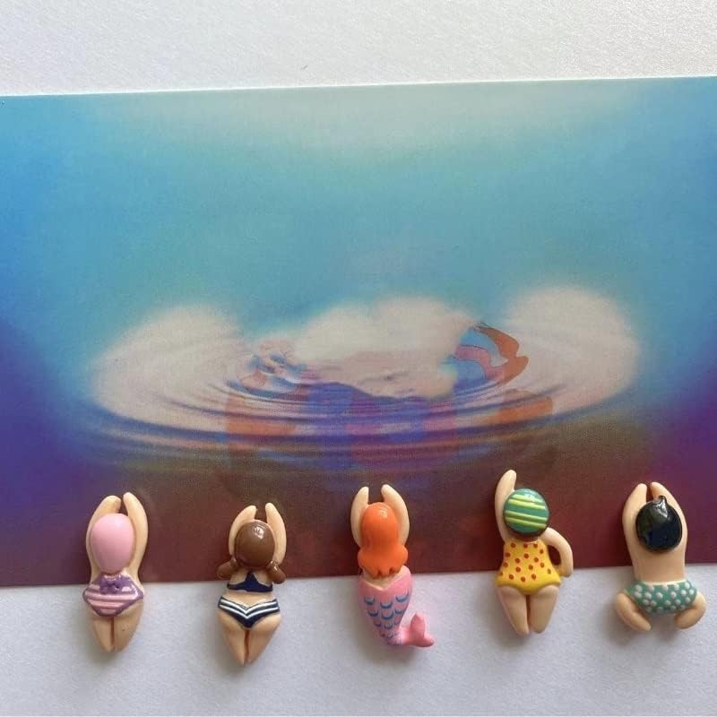 6 piezas de resina de dibujos animados de natación estatuilla de nevera imanes para niños y niñas creativo nevera imán lindo divertido decoración