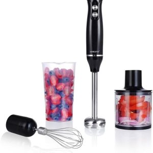 Batidora de mano de inmersión 4 en 1 de 500 W – Modo turbo, cuchillas inoxidables Batidora de mano de inmersión 4 en 1 de 500 W – Modo turbo, cuchillas inoxidables
