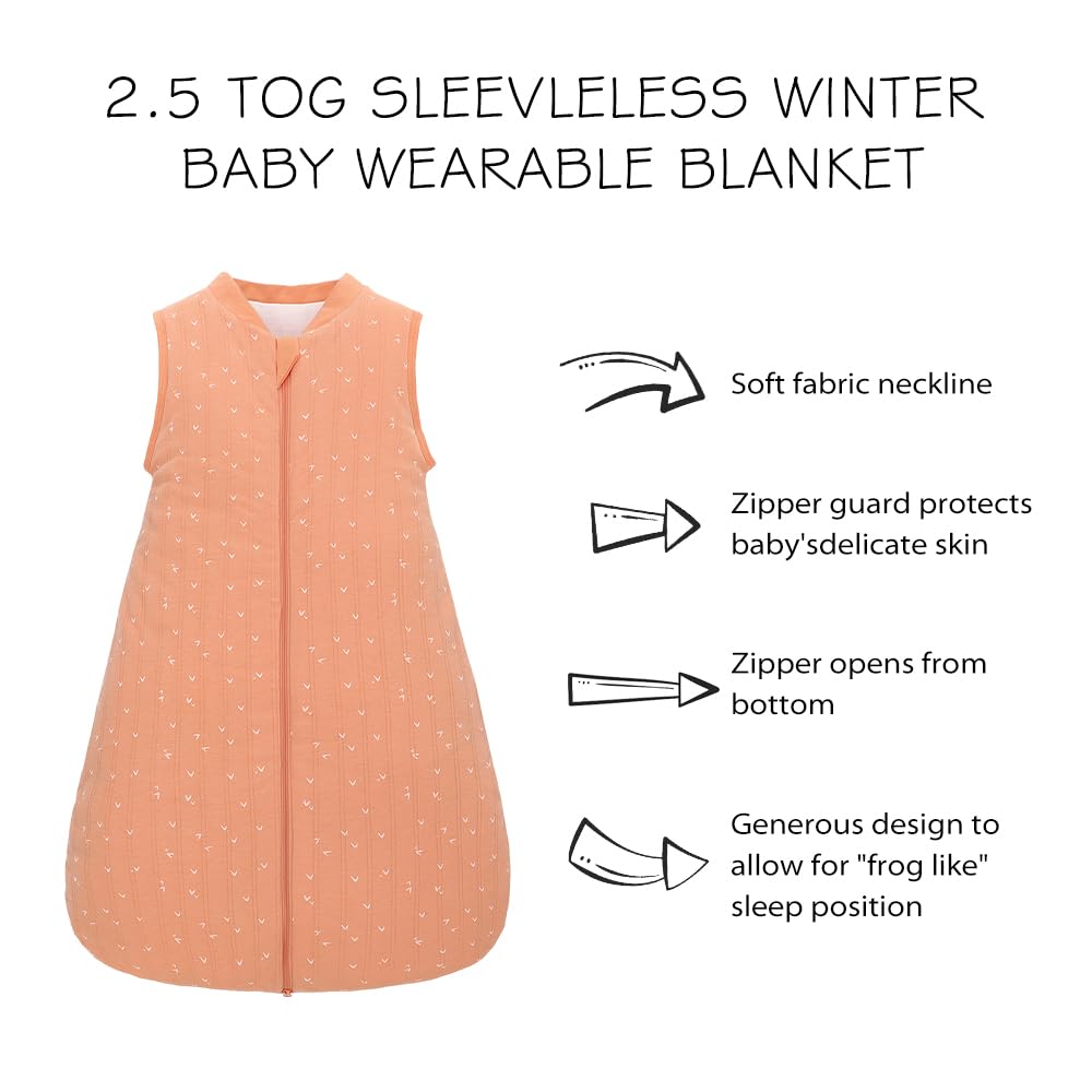 TOG 2.5 – Saco de dormir para bebé, saco de dormir sin mangas para bebés y niños pequeños, saco de dormir súper suave, cálido y cómodo, corazón