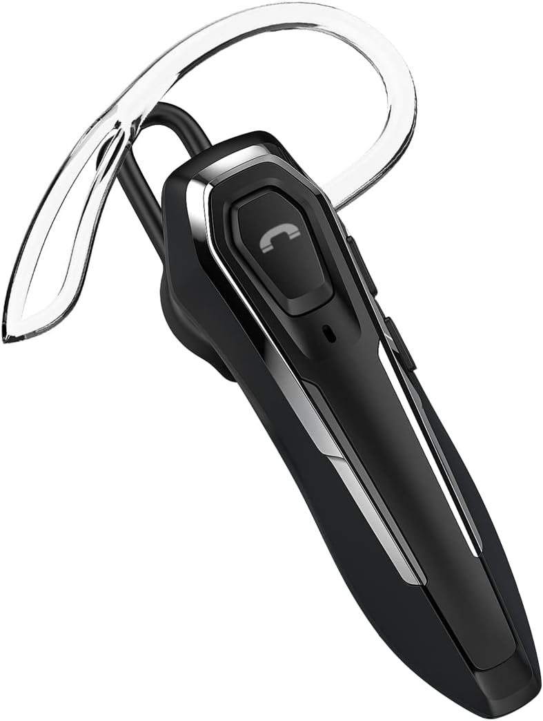 ZOUKAI Auriculares Bluetooth, cancelación de ruido con 2 micrófonos, 30 horas de tiempo de conversación, anuncia identificación de llamadas,