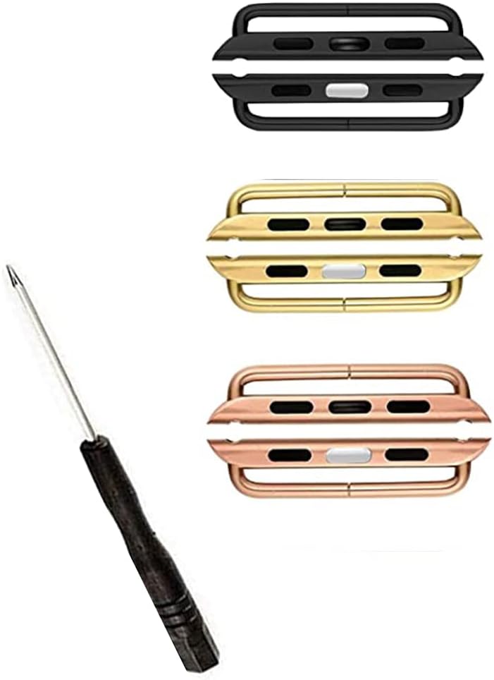Conectores de correa de reloj, adaptador de acero inoxidable, eslabón de metal de repuesto con destornillador, herramienta compatible con Apple