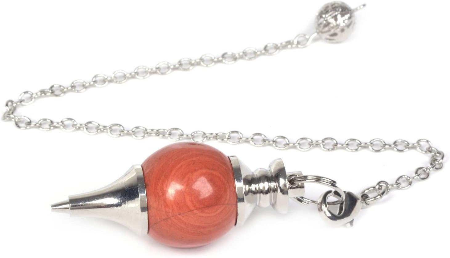Cristal curativo de jaspe rojo natural para radiestesia, 1.575 in, péndulo de punto de reiki de chakras para adivinación