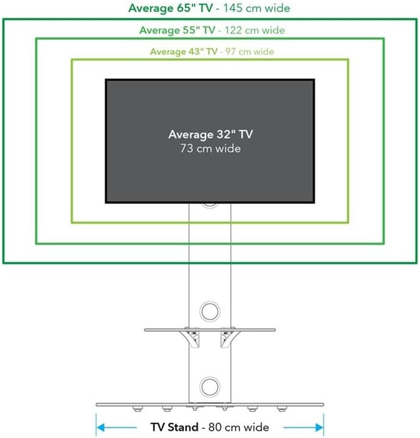 AVF Soporte de suelo de acero para TV con columna de montaje para TV de 32″ a 65″ en negro