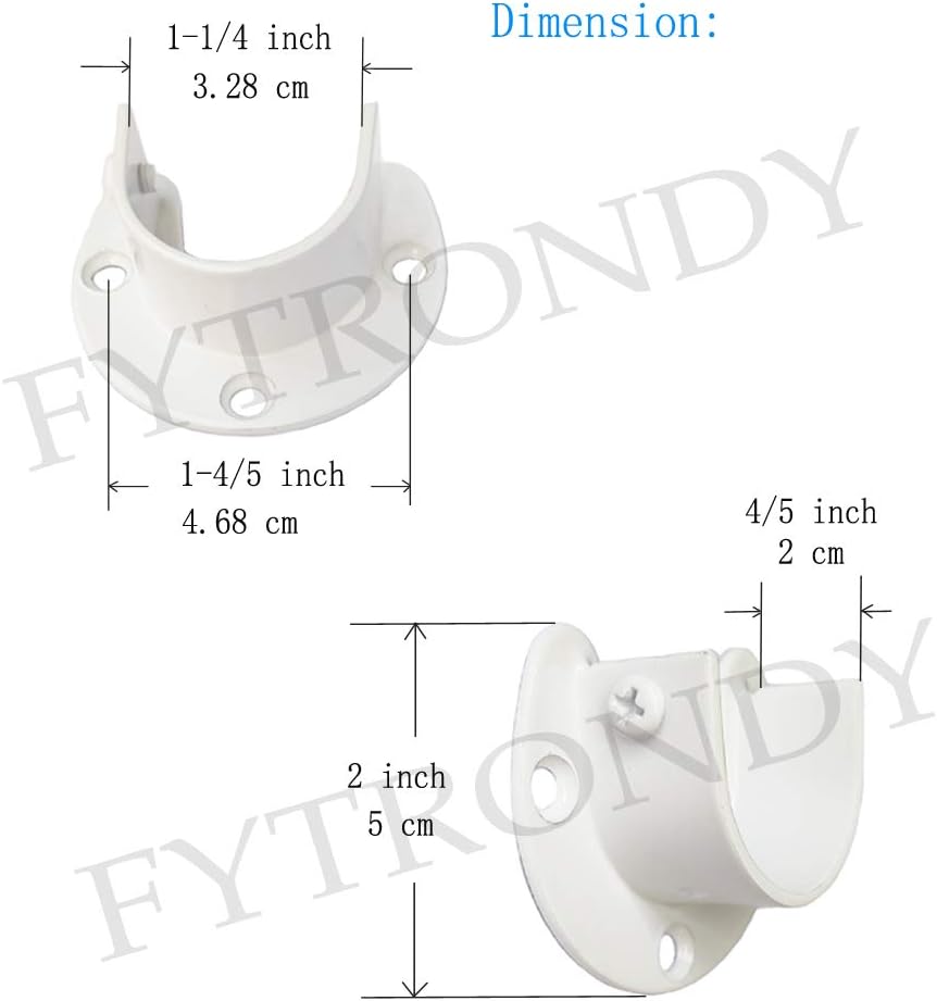White Edition – Soporte para barra de armario de acero inoxidable, soporte de enchufe de tipo abierto en forma de U, soporte de armario, barra de