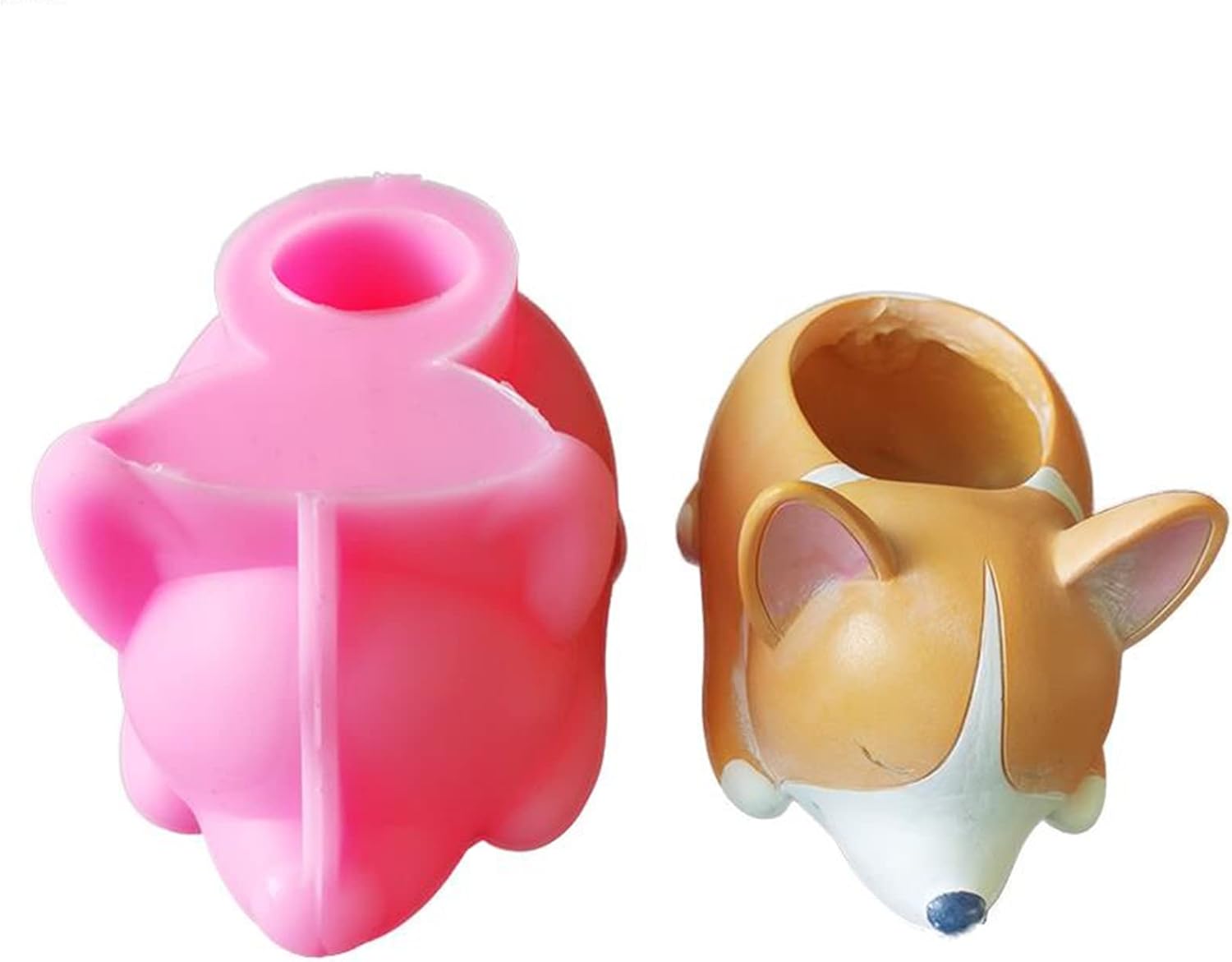 Moldes para macetas de hormigón Corgi para perros, maceta suculenta, moldes de silicona, resina epoxi, arcilla, cemento, portavelas, molde de caja
