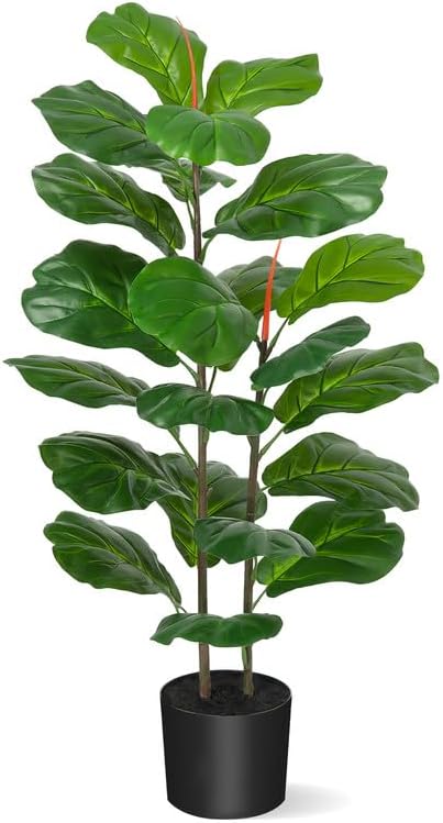IDEALHOUSE Ficus Lyrata – Árbol de higuera artificial de 39 pulgadas para decoración del hogar, interior, exterior, oficina, sala de estar, baño,