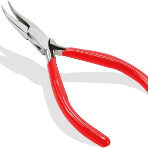 Alicates de punta doblada de cadena de 4.5 “con mandíbulas lisas y resorte de hoja, para joyas y abalorios Alicates de punta doblada de cadena de 4.5 “con mandíbulas lisas y resorte de hoja, para joyas y abalorios