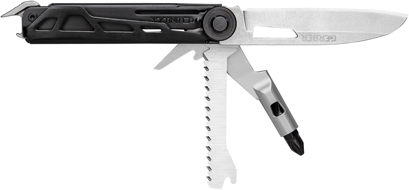 Gerber Gear Armbar Trade – Multiherramienta 8 en 1 – Hoja de borde liso de 2.5 pulgadas, barra de palanca, martillo – Equipo y equipo EDC – Onyx