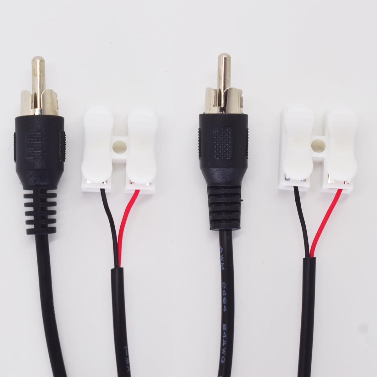 ELNONE Paquete de 2 cables RCA a cable desnudo, cable de altavoz de 1.0 ft1 pie a audio macho conector RCA adaptador enchufe para repuesto RCA cable