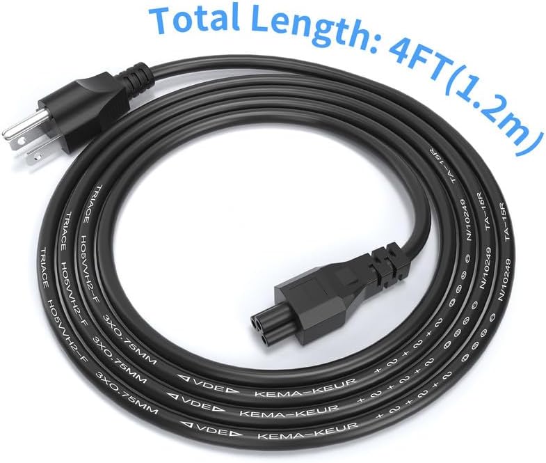 Paquete de 3 cables de alimentación de TV de 4 pies (3.9 ft), cable de alimentación de 3 clavijas Mickey Mous de repuesto para LG LCD LED Smart TV