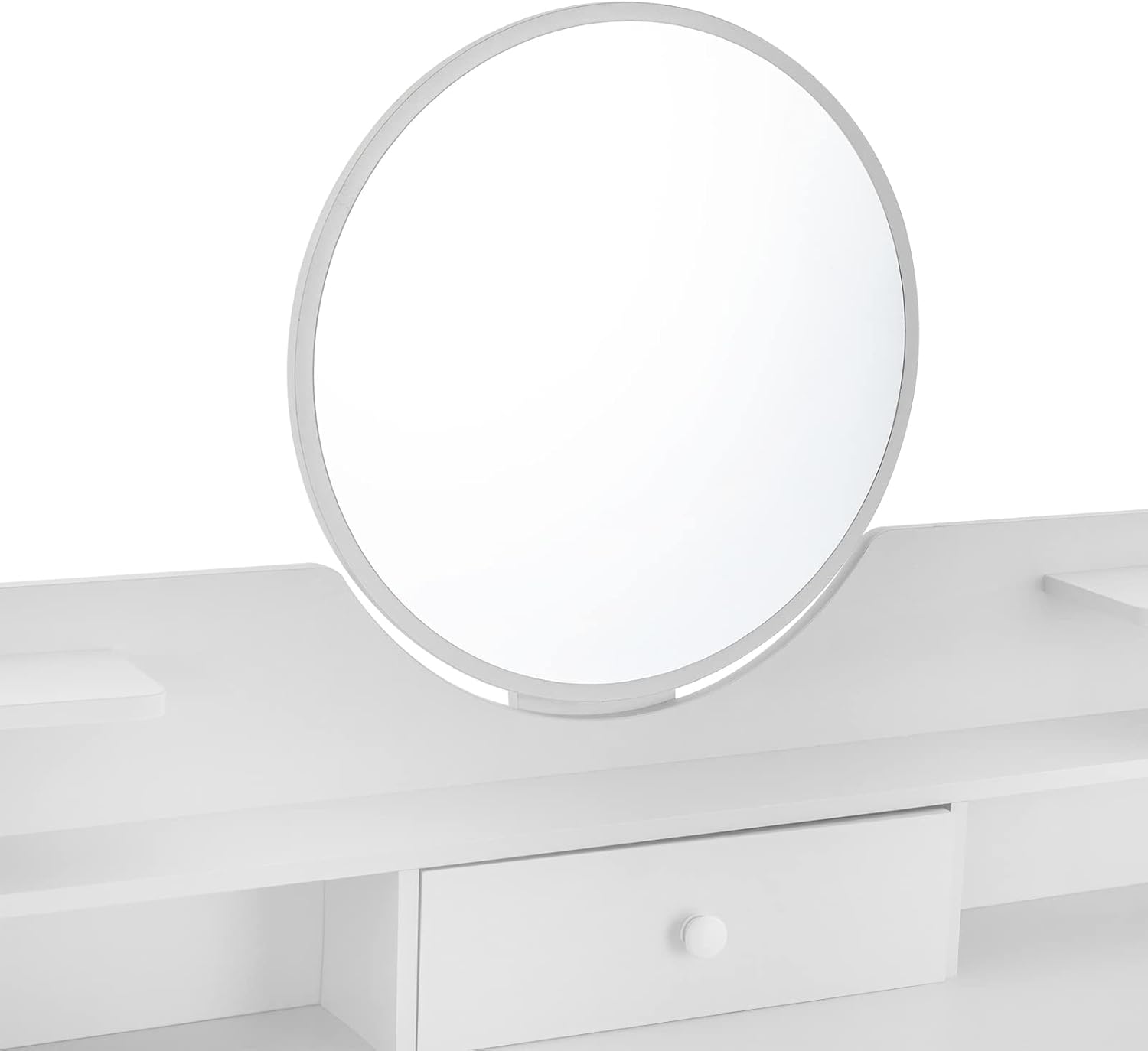 TFCFL Escritorio de tocador con espejo, tocador de maquillaje MDF con 3 dibujos para mujeres y niñas (blanco)