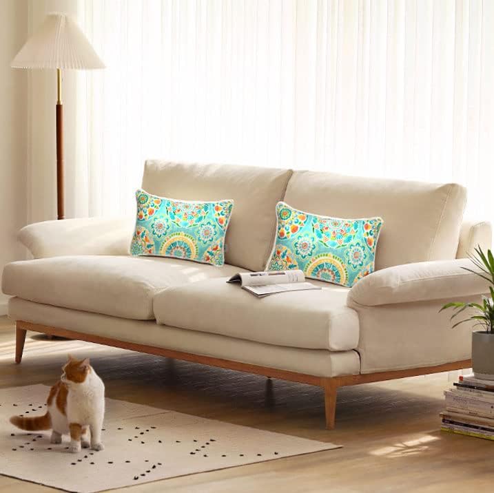 Solo las fundas de almohada lumbar para interiores y exteriores, repelentes al agua, resistentes a la decoloración, para patio, 12 x 20 pulgadas,