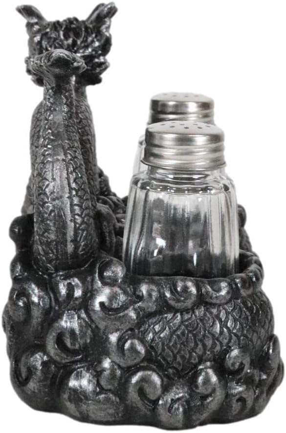 Ebros Gift Heavenly Spice – Juego de saleros y pimenteros semimetálicos de colores orientales, góticos orientales, monta sobre las nubes, 6.25