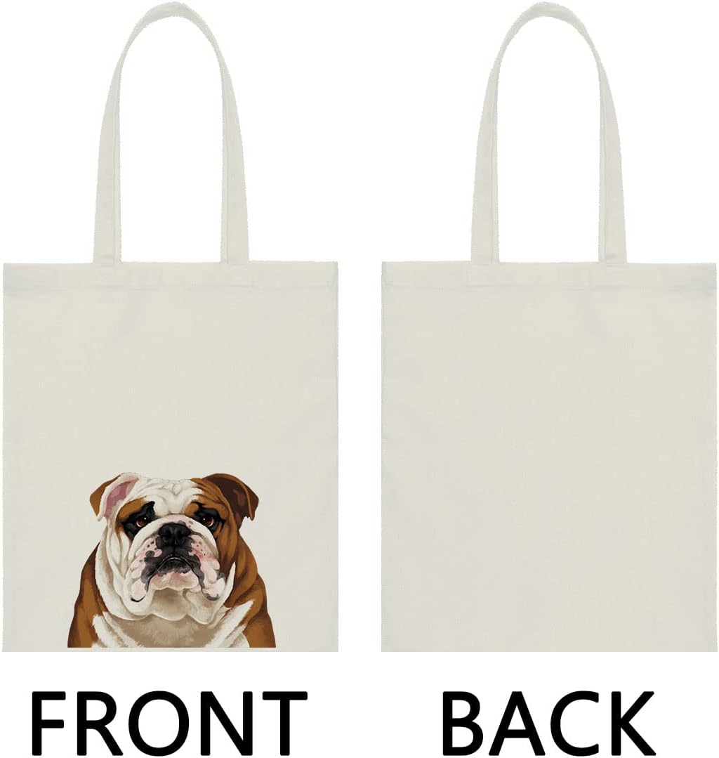 WIRESTER Bolsa de lona para mujeres y niñas, bolsa de playa, bolsa de compras de comestibles, bolsa de hombro escolar, bolsa de viaje – lindo perro