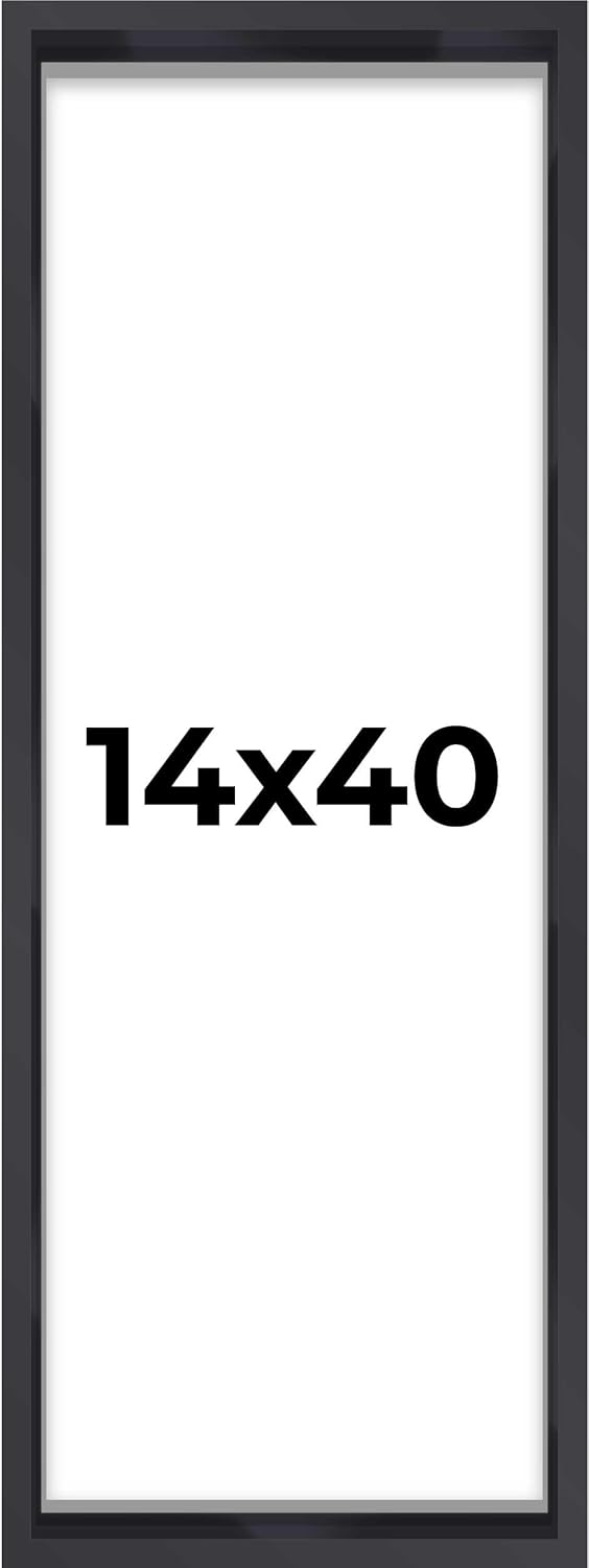 Marco de caja de sombra de 14 x 40 pulgadas, color negro contemporáneo, profundidad de espacio útil de 1 pulgada, tamaño interior de 14 x 40 o 40 x