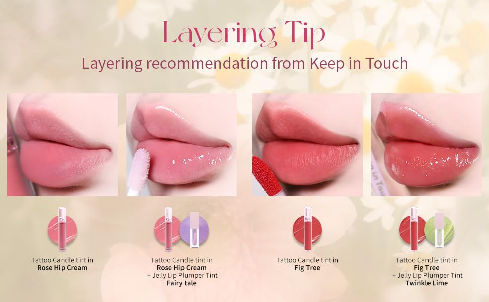 Keep In Touch Jelly Plumper Tint Tea & Twinkle  Brillo de labios antiadherente de larga duración  Tinte de labios coreano vegano y libre de crueldad