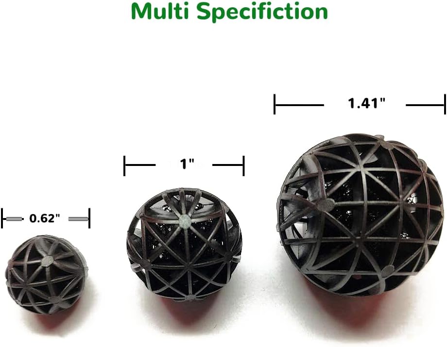 J-star 100 unidades de 0.62 pulgadas para acuario bio bolas filtrantes, medios de filtro para tanque de peces de acuario, bolas de filtro de medios