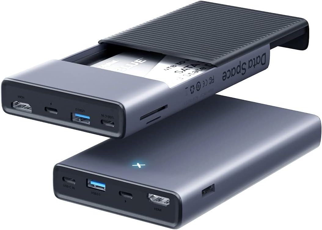 Hagibis Concentrador USB-C con carcasa para disco duro, estación de acoplamiento tipo C 2 en 1 y carcasa para disco duro externo SATA de 2.5
