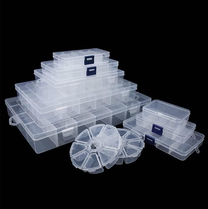 Bettomshin Caja de almacenamiento de componentes PP, 5-1116″x3-1516×1-14″(5.709×3.937×1.260 in) contenedor organizador de plástico 5 rejillas fijas