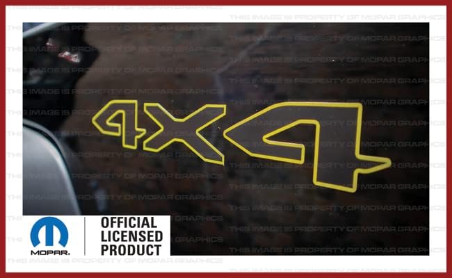 Decal Mods Calcomanías gráficas de cabecera de 4 x 4 para Jeep WranglerGladiator JLJT (2019-2022), negro con contorno amarillo FBYO (juego de 2)