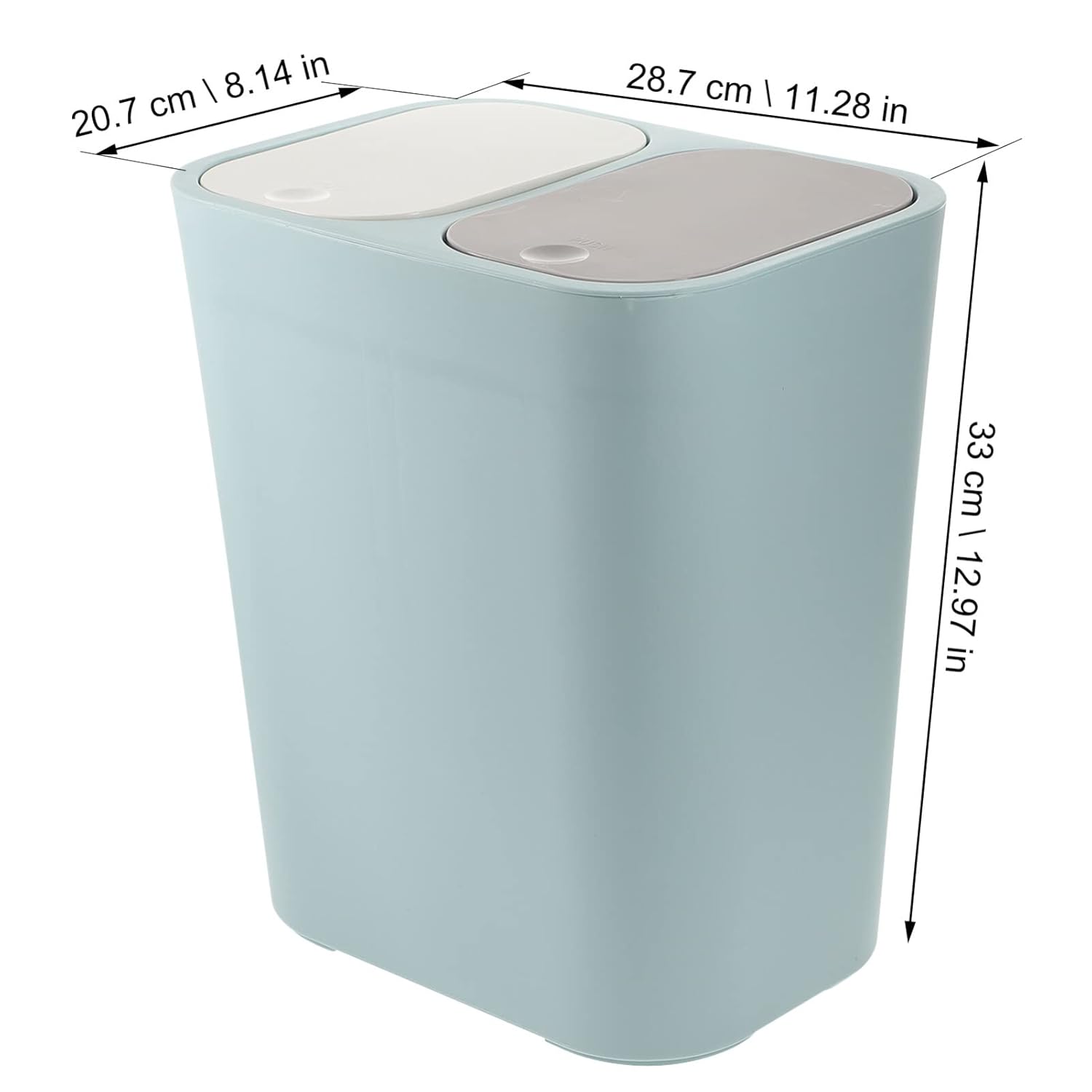 Zerodeko Cubo de basura clasificado húmedo y seco, cubo de basura con doble compartimento, contenedor de basura para reciclaje, cubo de basura para