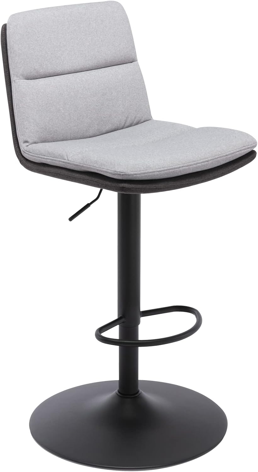 Brage Living Taburete de bar ajustable de tela, taburete giratorio de altura de mostrador con respaldo, silla de bar de cocina sin brazos para