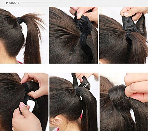 SWACC – Extensiones de pelo largo, lacio y ondulado, en forma de cola de caballo, extensiones de pelo sintético con clip para mujer