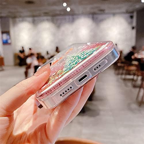 Topwin Funda para iPhone 13 de 6.1 pulgadas, diseño de arena movediza de 6.1 pulgadas, líquido flotante con purpurina brillante, muñeco de nieve,
