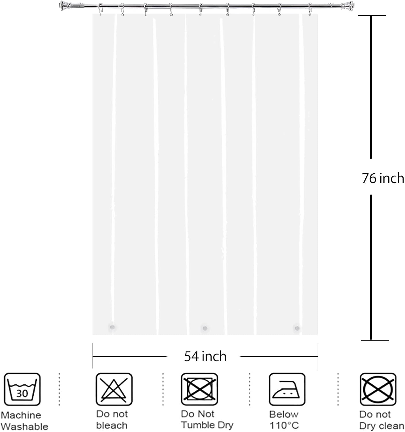 YISURE Forro de ducha tamaño de establo de 54 x 76 pulgadas, juego de cortinas de ducha impermeables de plástico Peva de tamaño medio pequeño para