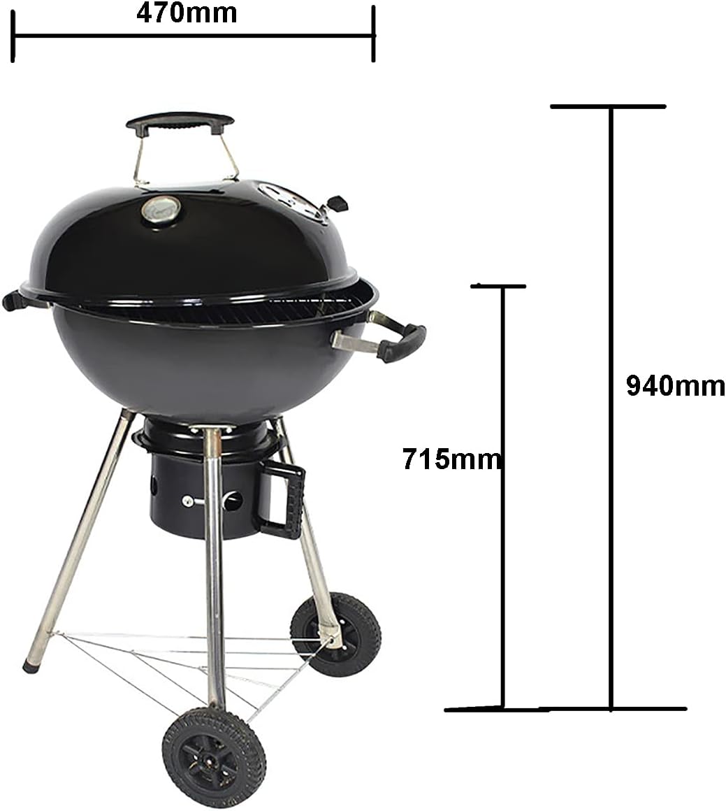 Parrilla de carbón portátil, parrilla de carbón con ruedas para cocinar al aire libre, barbacoa, campamento, redonda resistente con ruedas gruesas