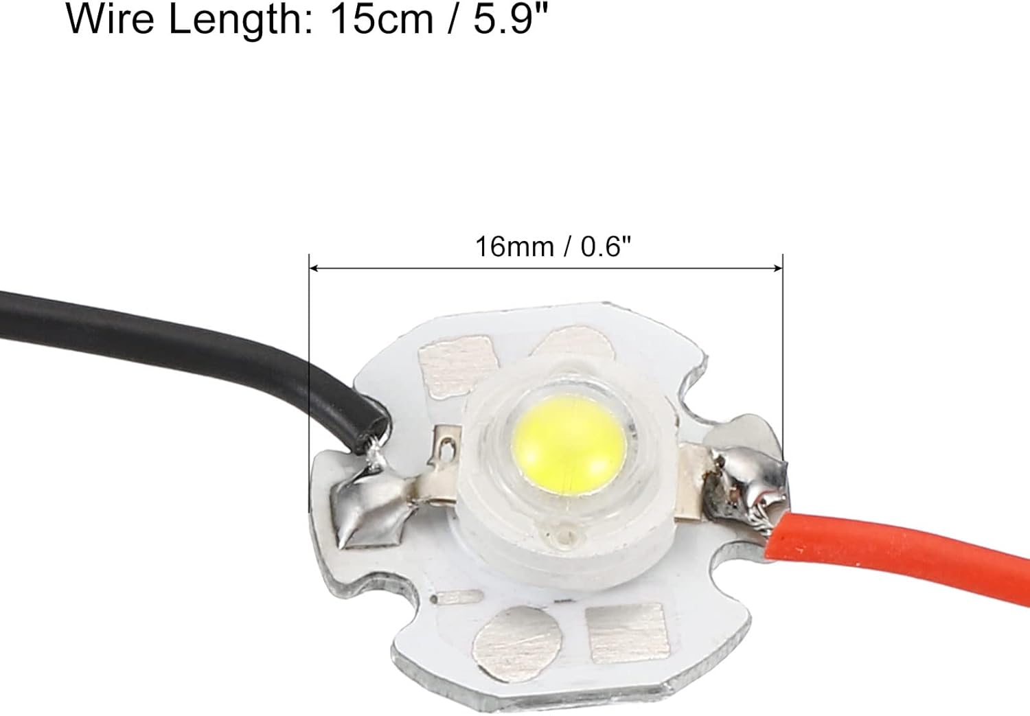 PATIKIL Bombilla LED de chip de 0.6 pulgadas, paquete de 5 cuentas de luz COB de substrato de aluminio de 700 mA 3 W con alambre para accesorios de