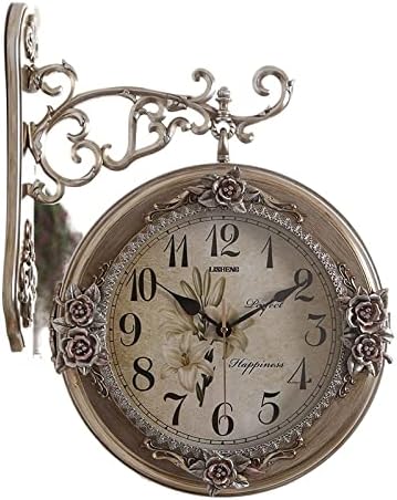 Reloj de pared europeo retro silencioso para sala de estar, reloj de pared americano, mecanismo de doble cara, decoración del hogar, DF50WC, fácil